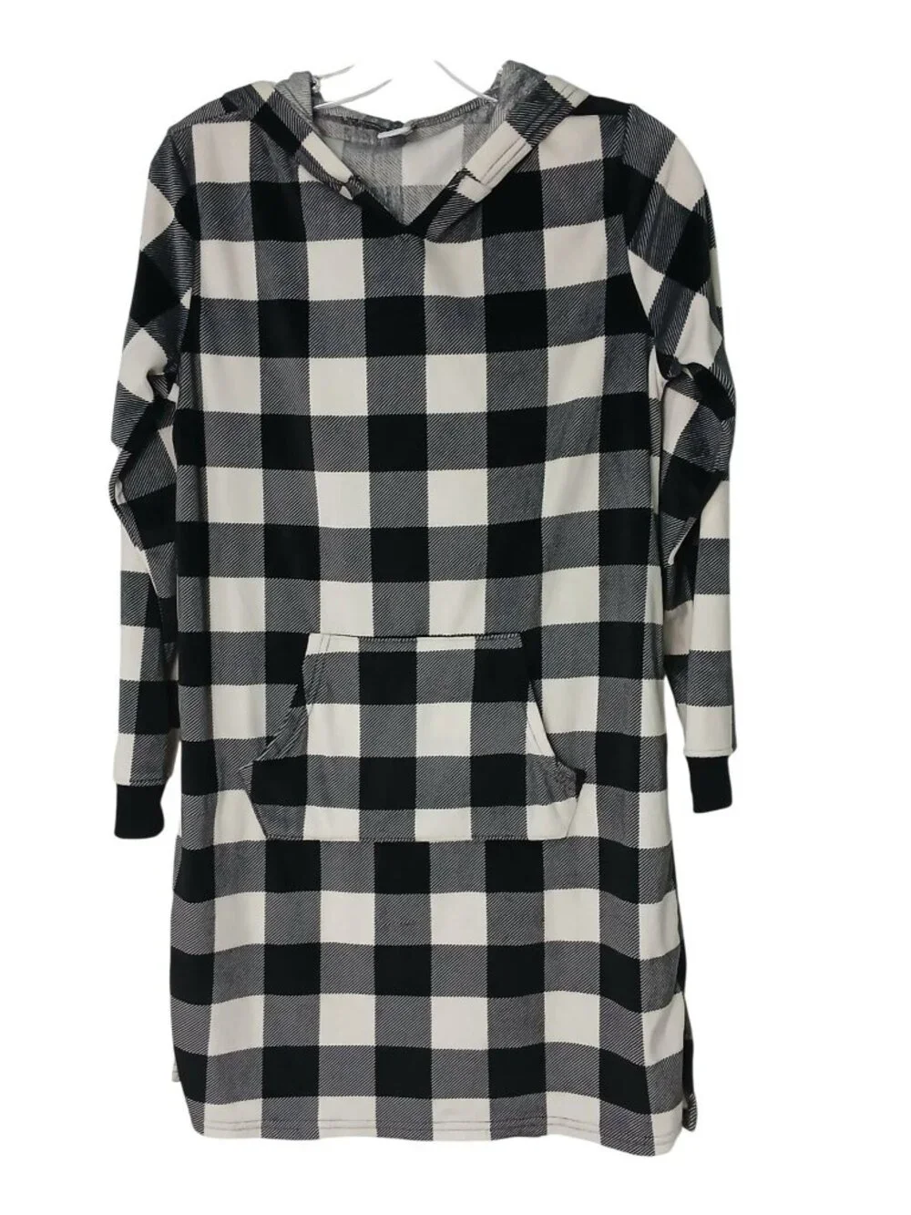 Sleep Chic Size XS Nightgown Hooded Black White Buffalo Check Super Soft #D-40 - Picture 1 of 9